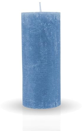 HS Candle Bougie pilier rustique Bleu ciel Ø 7 cm x 15 cm – Différentes couleurs/tailles – Longue durée de combustion Bougie antique Bougie d'autel sans parfum – Bougie décorative