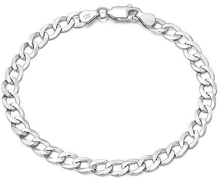 Mesnt Silberne Armbander Für Frauen, 925 Sterling Silber Glatte Kandare Kette Armband 19cm für Damen Silber