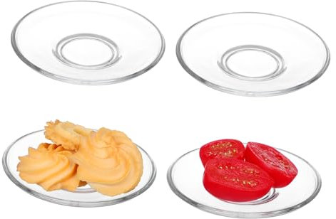 MAGICLULU 4 Platillos De Cristal Transparente Para Tazas Redondas Pequeños Platos Para Aperitivos Café Té Platillo Vajilla Para Café Té Mini Platos De Aperitivo Cuenco De Inmersión Para
