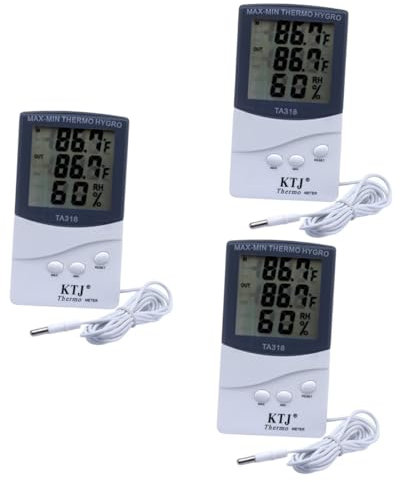 BESPORTBLE 3St Feuchtigkeitsmesser klobürste wandmontage termometerstab themperaturmeßgerät hygrometers hygrometern hygometer lcd Thermometer Elektronisches Hygrometer großer Bildschirm Weiß