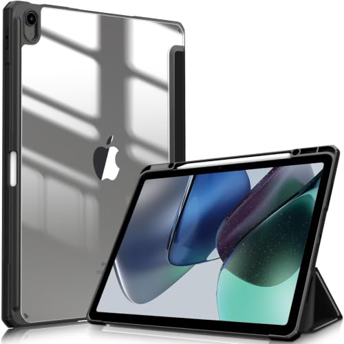 Fintie Hybrid Hülle für iPad Air 13 Zoll M4/M3/M2 (2026/2025/2024) | Schlankes Stoßfeste PC-Rückschale Schutzhülle mit Stifthalter, Standfunktion, Auto-Sleep/Wake, Schwarz