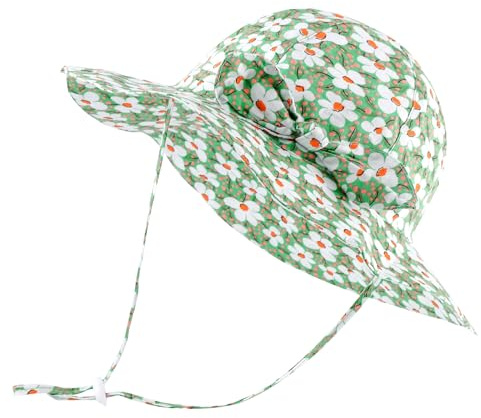 LACOFIA Baby Mädchen Sonnenhut UPF 50+ UV Schutz Kleinkind Sommer Baumwolle Mütze Strandhut Visierkappe mit Verstellbarem Kinnriemen