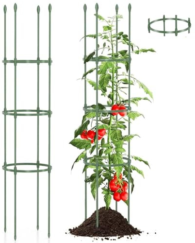 COSTWAY 2/3 Pack Garden Plant Supports, Height Adjustable Metal Plant Cage with Plant Tie & Clips, Vertical Tomato Trellis for Climbing Vines Flowers Vegetables (2 Pack, 145cm Tall, No Clips & Tie)