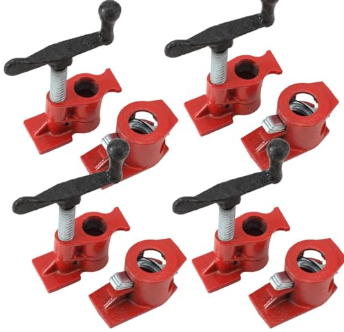 CDZHLTG 4 Set 3/4 Wood Gluing Pipe Clamps Heavy Duty Wood Carpenters Clamp Set Woodworking Clamps Workbench Gluing Tool Pipe Screw Clamp Cast Iron