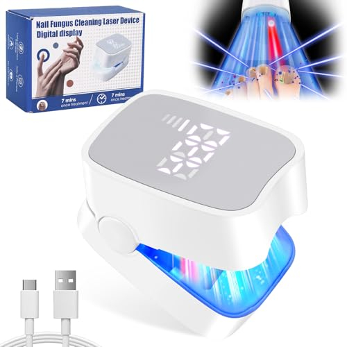 Dispositivo de Tratamiento AntimicóTico de UñAs con VisualizacióN de la Hora, Hongos de UñAs de los Pies Limpieza y ReparacióN de UñAs, LáSer AntimicóTico Casero de AccióN RáPida