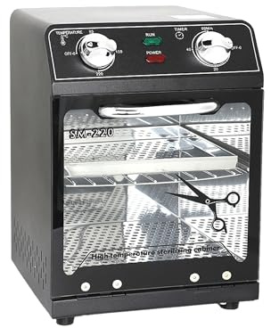 Henlivy Hochtemperatur-Sterilisator, max. 220°C, mit Temperaturregelung und Timer, für Friseursalon, Spa, Nagelstudio, Werkzeugsterilisator