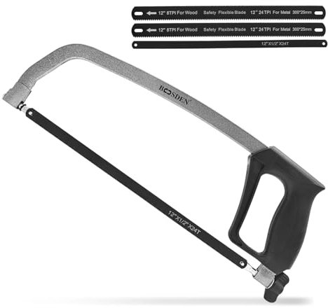 BOOSDEN Sega per metalli, 300 mm, con 3 lame intercambiabili, sega per metallo, legno, acciaio, tubi in PVC e plastica