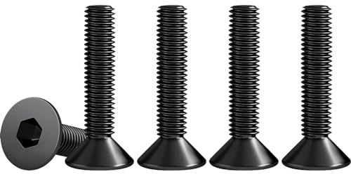 Drenky M4 X 25 mm 50 Pezzi Viti A Testa Svasata con Esagono Incassato Nero in Acciaio Inox A2 V2A Antiruggine Vite a Testa Svasata Norma DIN 7991 / ISO 10642 Filettatura Completa Bullone Meccanico