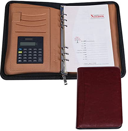 Schreibmappe A5 Dokumentenmappe Aktenmappe Leder Konferenzmappe Ringbuchmappe Businessmappe Mit Reißverschluss Für Damen Herren(Brown)