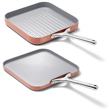 Caraway Griddle Pan & Grill Pan Duo - Non-Stick Ceramic Coated - Non Toxic, PTFE & PFOA Free - Oven Safe & Compatible with All Stovetops – Perracotta