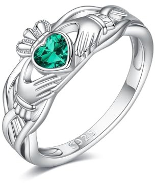 Bague Claddagh pour femme en argent sterling vert celtique irlandais Claddagh bijoux pour femme 7