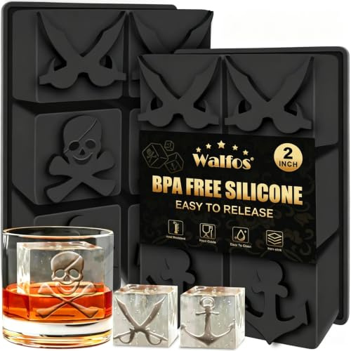 Large Ice Cube Moulds with Lid, Large Silicone Ice Cube Tray,Stackable Square Ice Tray,BPA-Free and Dishwasher Safe,Suitable for Beer Cocktails Whiskey (6 Square 2 Pack)