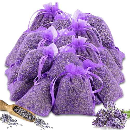 24 Sachets Lavande Parfumés, Sachets Parfumés Lavande 120g Séchée Naturelle, Anti Mites Textiles, Combattent Les Mites Vêtements pour Armoires,Tiroirs, Chambres,Longue Durée Parfum,Relaxant,Intense