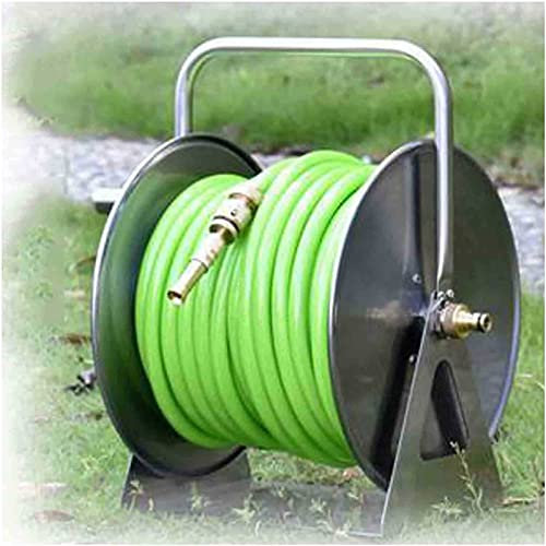 Heavy Duty Stainless Steel Garden Hose Reel Wall/Floor Mountable with Crank for Easy Watering Durable Metal Hose Reel for Garden Watering Needs