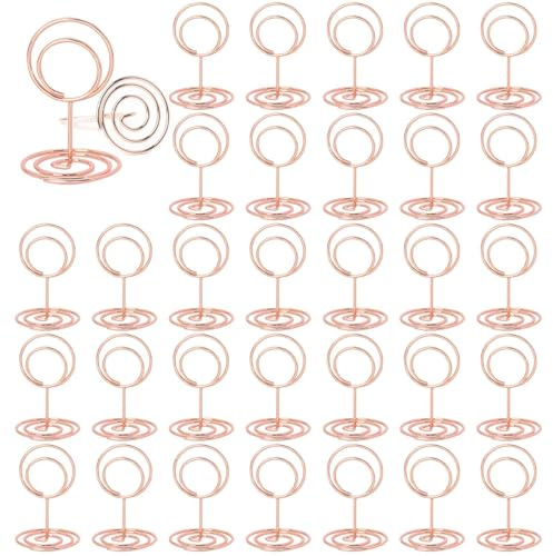 ZYEKIU 30 Stück Roségold Tischkartenhalter Fotohalter Kartenständer | Menükartenhalter, Fotohalter mit Klammern, Memohalter, Tischkarten Halterung, für Hochzeiten, Bankette, Partys (Runden)