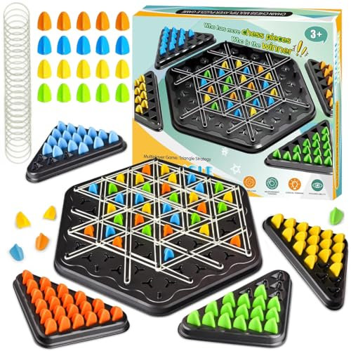 Chain Triangle Chess Game | Triggle Rubber Band Game for Kids & Adults, A Unique Geometric Chess Game with Rubber Bands, Fun Strategy for 2-4 Players & Family Night (Complete Set/Smaller)