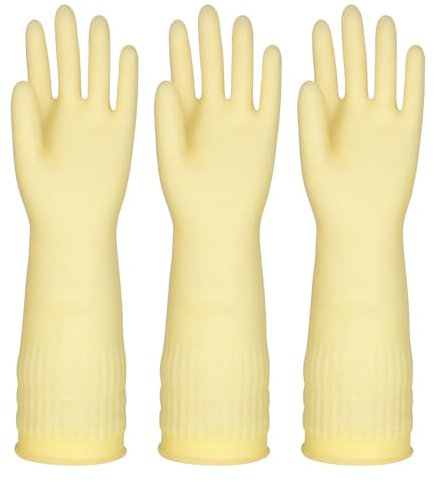 SXTYYH 3 Paires Longs Gants en Caoutchouc Gants De Nettoyage Imperméables Réutilisables Gants Menage for La Cuisine & Laver La Vaisselle Gant Vaisselle(3 Pairs_M)