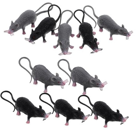 HAWILLOSCH Realistic Rat Toys 10pcs Large Plastic Rat Ornaments Halloween Prank Mice Spooky Props