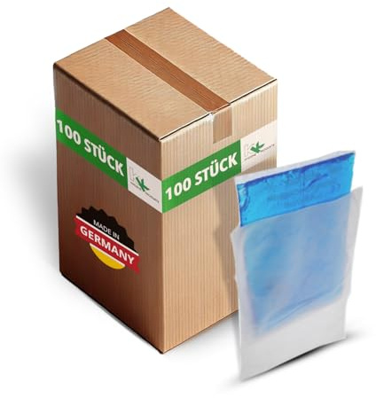 KK 100er Set Vließhüllen für Kühlpacks, 16 x 26 cm, Hüllen für Kalt-Wam-Kompressen zur Behandlung von Schwellungen, Prellungen und Verspannungen, zum Schutz der Haut vor direktem Kontakt