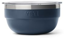 YETI Rambler Small Insulated Bowl 946 ml with Lid (Navy) – Keeps Food Hot or Cold – Tough 18/8 Stainless Steel Bowl for Picnics or Camping – Stackable & Dishwasher Safe – 5 Year Warranty