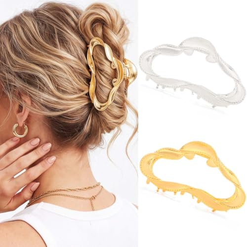Reaky Haarklammern aus Metall, goldfarben, große Haarklammern, Haarschmuck für Damen