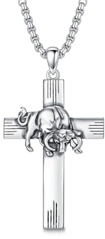 enjoylifecreative Stier Sternzeichen Halskette für Herren Damen 925 Sterling Silber Horoskop Taurus Kreuz Anhänger Kette Geburtstag Astrologie Schmuck Geschenke für Männer Frauen