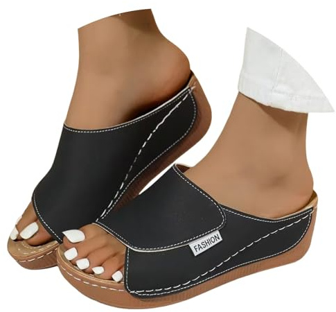 Ciabatte Donna Estive Ortopediche pelle Anatomiche Sandali Pantofole Zeppa Comode da Casa Eleganti Leggere Ciabatte per Fascite Plantare Moda Aperta Antiscivolo Arch Support Sandalo Spiaggia Mare 2025
