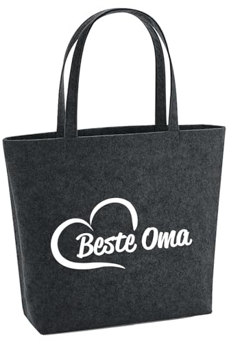 Huuraa Filzshopper Beste Oma Herz Geschenk | Große Filz Einkaufstasche 22 Liter Shopper Filztasche Geschenkidee herausnehmbarer Tasche innen