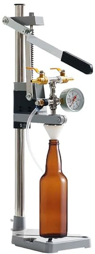 HDCCDM Bierflaschenfüller, Manueller Gegendruck-Flaschenfüller, Mit Manometer & Auslassventil, Für Flaschen Mit Einem Durchmesser Von Weniger Als 45MM Und Einer Höhe Von Weniger Als 28CM