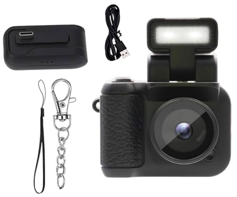 Vintage Camcorder Recorder Portable Device Small with Flash Light Digital Camera for Vlogging Travel Beginner, black