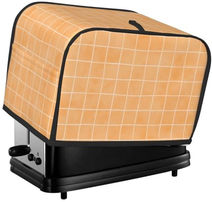 Cubierta naranja para tostadora con estampado de cuadrícula dibujada a mano, 2 rebanadas, fundas para horno tostador con bolsillos para cocina, cubierta de electrodomésticos pequeños y protección de