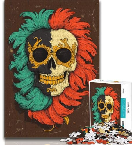Puzzles de Plumes de crâne pour Adultes et Adolescents, 1 000 pièces, Jouets éducatifs et éducatifs pour la Famille, avec Affiche et fiche de Questions-réponses (38x26cm)