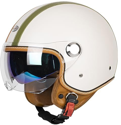 Motorcykel 3/4 Vintage Open Face Hjälmar, ECE-certifierade, Unisex, alla årstider Kompatibel med motorcykel, skoter, cruiser(A05,L(57~60CM))