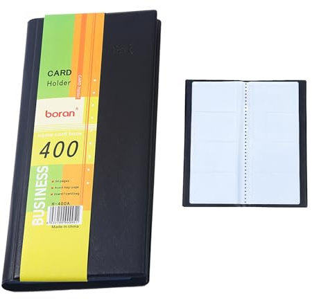 Business Card Holder Book, Holds Up to 400 Cards, Large Capacity Business Card Organizer with Clear Fixed Pages, Professional Card Holder Binder for Office, Desk & Travel