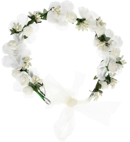 LRXIYODE Coroncina Floreale da Sposa Artificiale Bianca, Cerchietto Leggero e Comodo per Matrimoni, Feste e Foto, Accessorio Chioma Eleganti per Donne e Ragazze