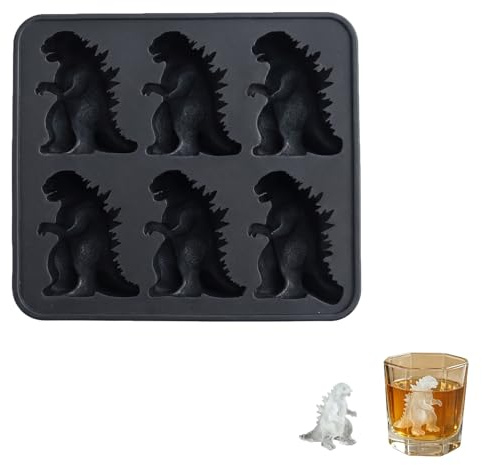 Dinosaur Silicone Ice Cube Tray,Monster Ice Cube Mould Novelty Ice Cube Mold,Reusable Easy Release Monster Ice Mold for Juice Cocktails Whiskey Chocolate Biscuit (Black)