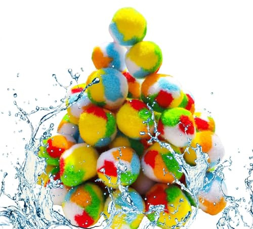 Reusable Water Balls - Durrable Splash Toys, Smmooth Surrface Soaker Sponges Sets, Ensurre Soft Absorbent Cotton Bomb Fight, Primme Sixty Pieces Beach Games Kits - For Pool Party Yards Boys Girls