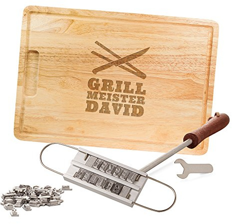 Casa Vivente Grillset, BBQ Brandeisen und Schneidebrett, Grillmeister, Personalisiert mit Namen, Grillzubehör, Vatertagsgeschenke