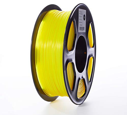 TOPZEAL 3D Drucker Filament, PLA Filament der Transparenten Serie, 1,75 mm, Maßgenauigkeit +/- 0,02mm, 1KG Spule für 3D Drucker und 3D Stift (Transparent-Yellow)