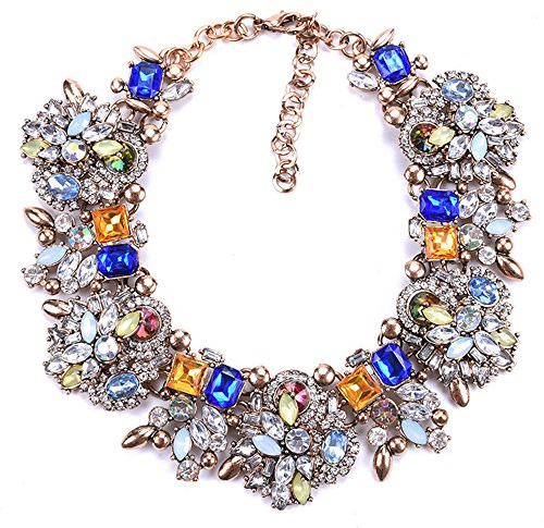 Zthread Collier plastron plastron coloré en cristal de verre pour femme Accessoires de mode