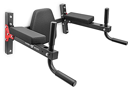 Marbo Sport - Dip Station zur Wandmontage - Dips Barren für Wand - Dicke Polsterung, Verstellbare Griffe - Calisthenics Equipment, Home Gym - für Krafttraining, Muskelaufbau Training - MH-D101