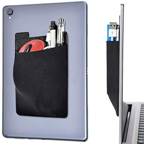 Newseego Adhesive Laptop Back Storage Bag [1 Pièce], Sac de Rangement arrière adhésif pour Ordinateur Portable pour Disque Dur Externe, Souris sans Fil, Câbles et écouteurs - Noir