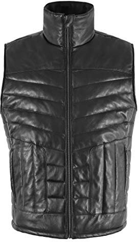 Smart Range Leather Herren FORMEL Schwarze Weste Lammfell Gesteppter Puffer Echte Leder Weste Gilet (2XL)