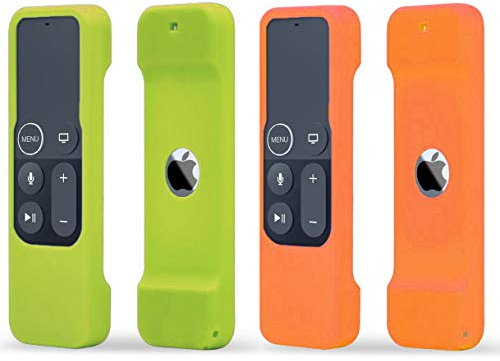 TOKERSE 2 Pack Remote Case Compatible with Apple TV 4K/HD 4th Gen (1st Gen) Siri Remote, Silicone Cover Sleeve Skin Compatible for Apple TV 4K HD 4th 5th Generation Siri Remote Control - Green Orange