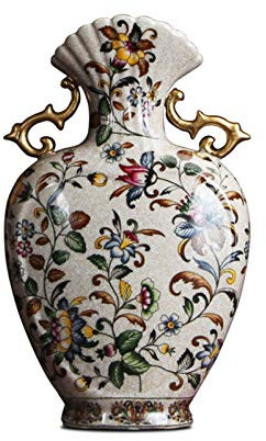 XXXXW Vases élégants Vase en céramique à Double Oreille Chinoise Rétro Étude de Salon Llassic New Chinois Vase Décoration de 14,17 Pouces Vases Décoratifs Minimalistes