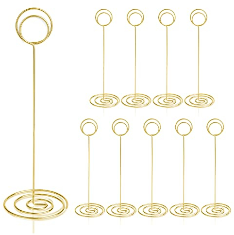 HomWanna Table Number Holders 10Pcs - 8.75 inch Place Card Holder Tall Table Number Stands for Wedding Party Graduation Reception Restaurant Home Centerpiece Decorations Office Memo (Gold)