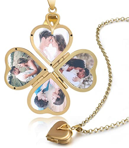 Nobelook Personalized Heart Locket Necklace for Women, Customized Necklaces with Picture Vintage Jewelry Gold Photo Necklace for Her Daughter Grandma Gift for Mother Day Christmas Birthday Wedding