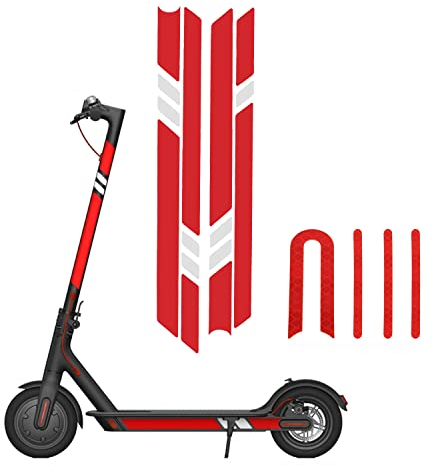 Yungeln 2 Stücke Scooter Reflektor Sticker Wasserdicht Reflektoren Aufkleber Sticker kompatibel mit Xiaomi 1S/M365/Pro/Pro2 Elektrisch Scooter - Rot