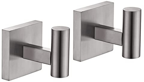 KOKOSIRI B1013BR-P2 - Colgadores para toallas de baño, albornoces y trapos de cocina, para pared, níquel, acero inoxidable cepillado, 2 unidades