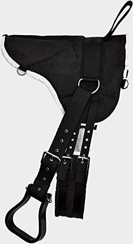 Bareback Pad Horse Anti Slip Saddle Pad With Free Girth And Stirrups (Black, Full to Cob)